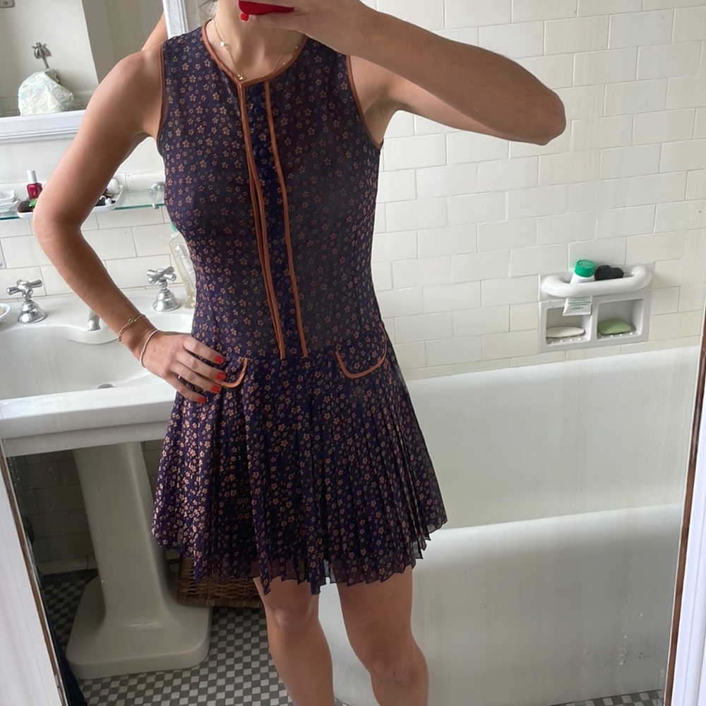 Purple H&M 60s style mini dress with button front